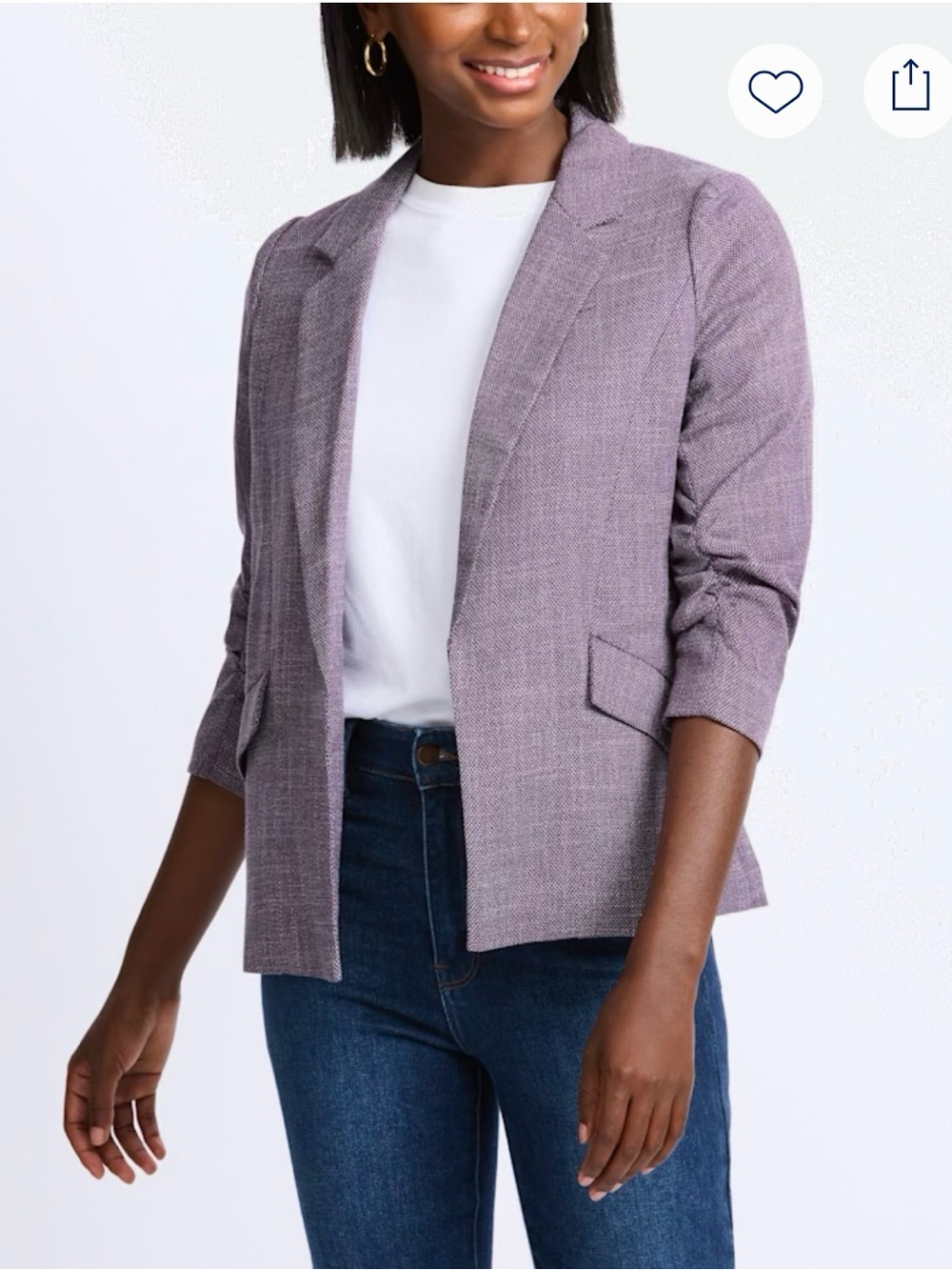Skies are Blue Women's Lavender Tailored Open-Front Blazer